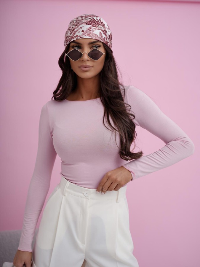 dopasowana bluzka damska różowa pudrowa Me Gusta