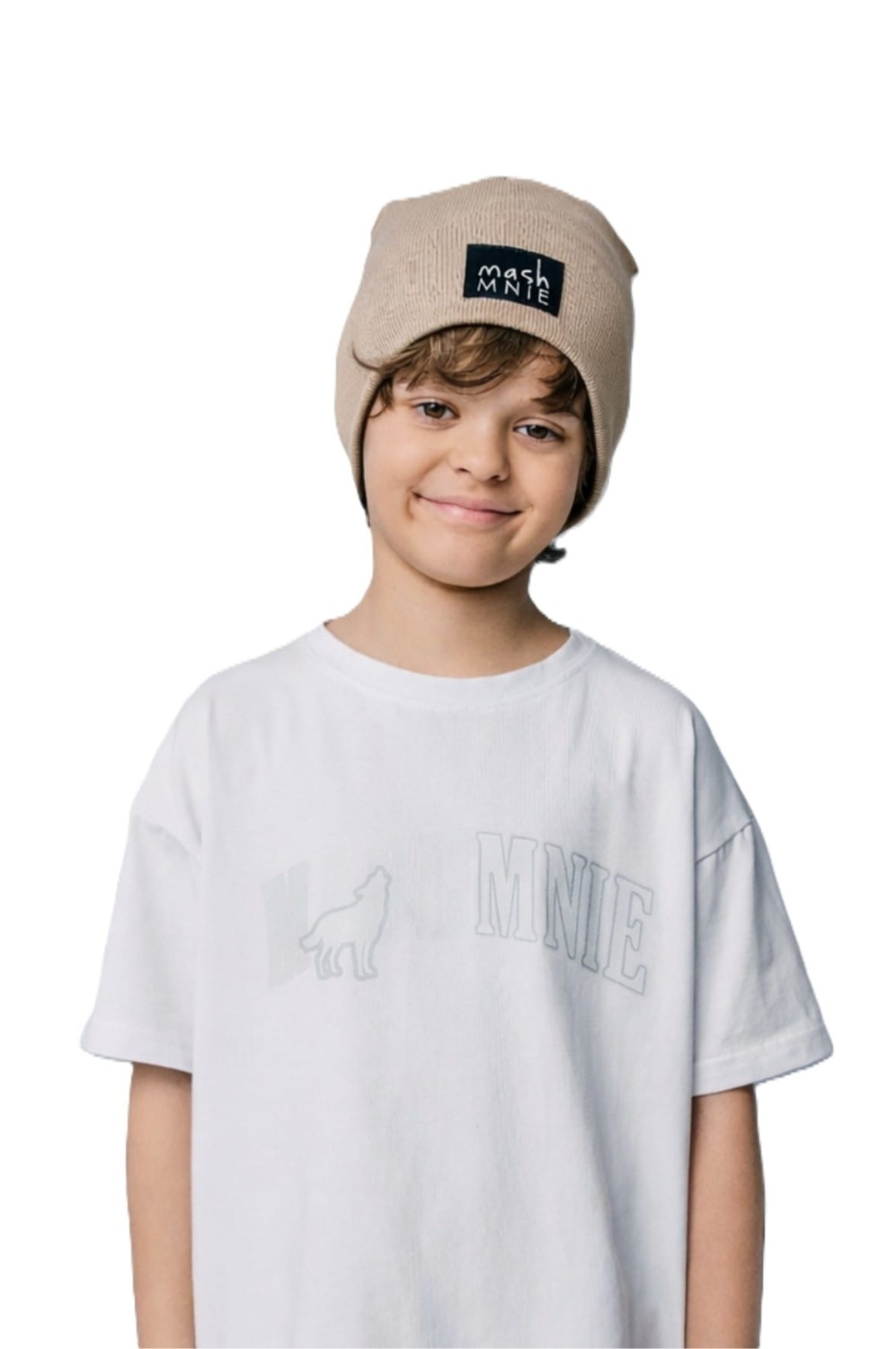 Beżowa czapka podwójny prążek SHADOW WOLF MASHMNIE