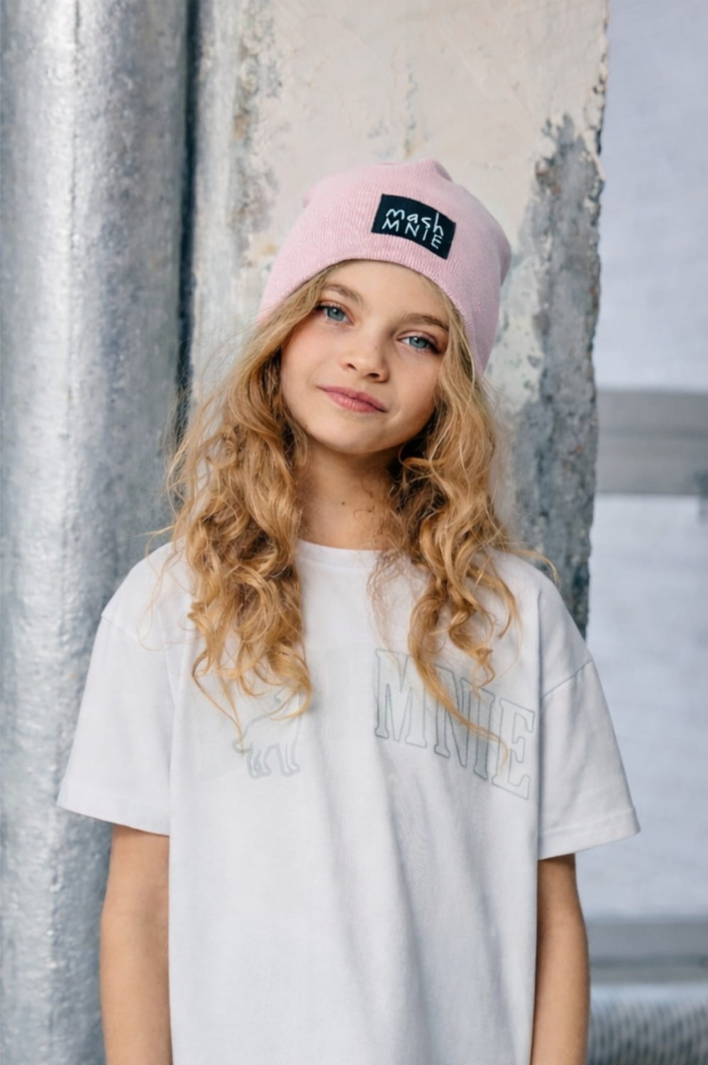 Beżowa czapka podwójny prążek SHADOW WOLF MASHMNIE