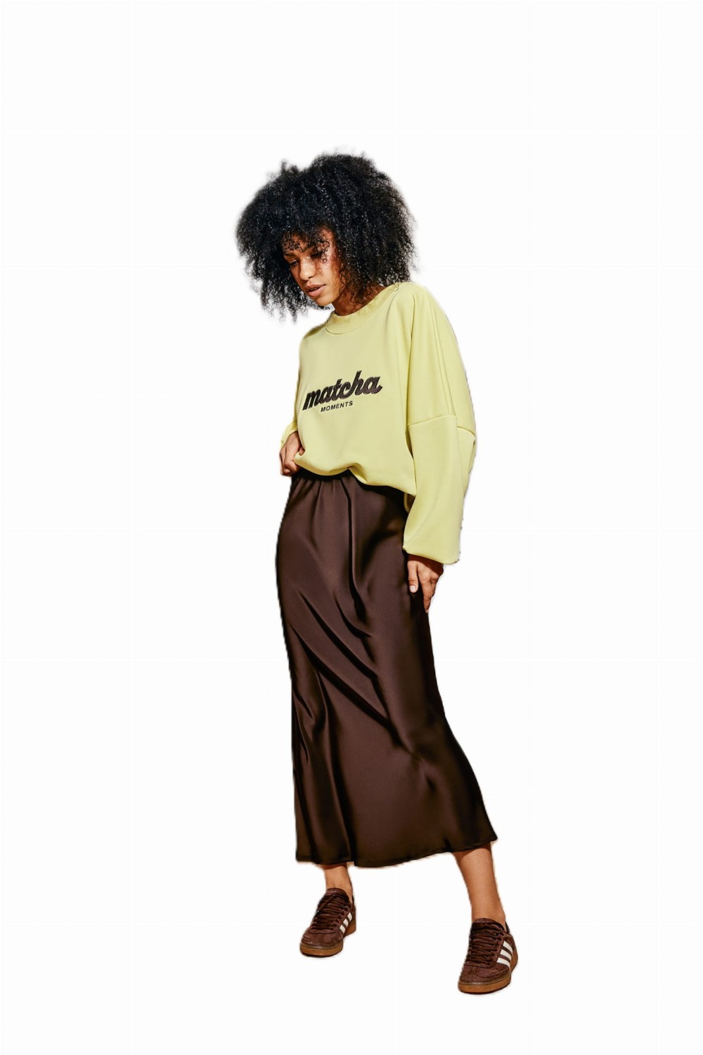 Brązowa spódnica damska satynowa - BOPOCO