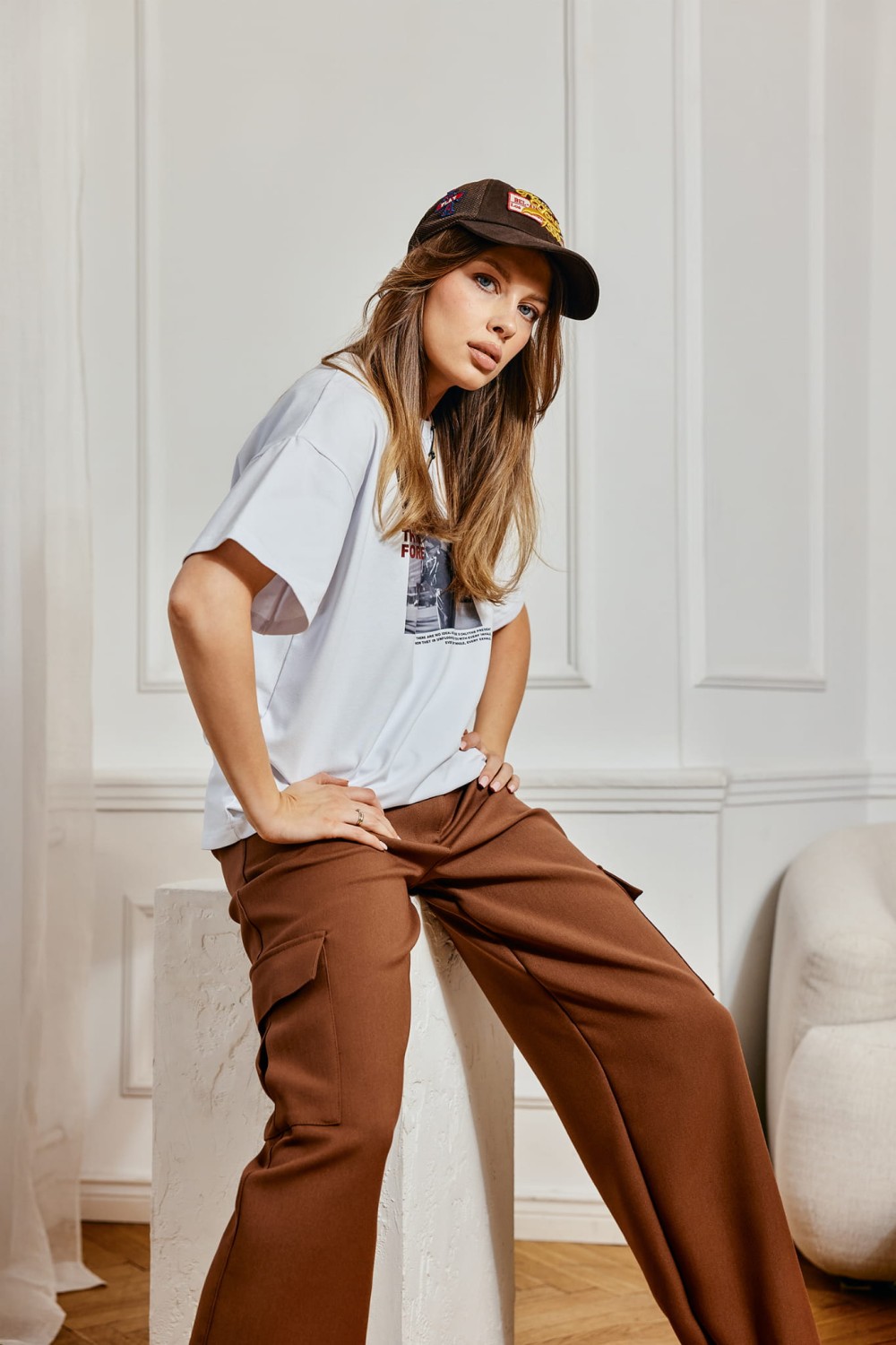 Biały t-shirt damski Bopoco nadruk