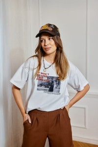 Biały t-shirt damski Bopoco nadruk 
