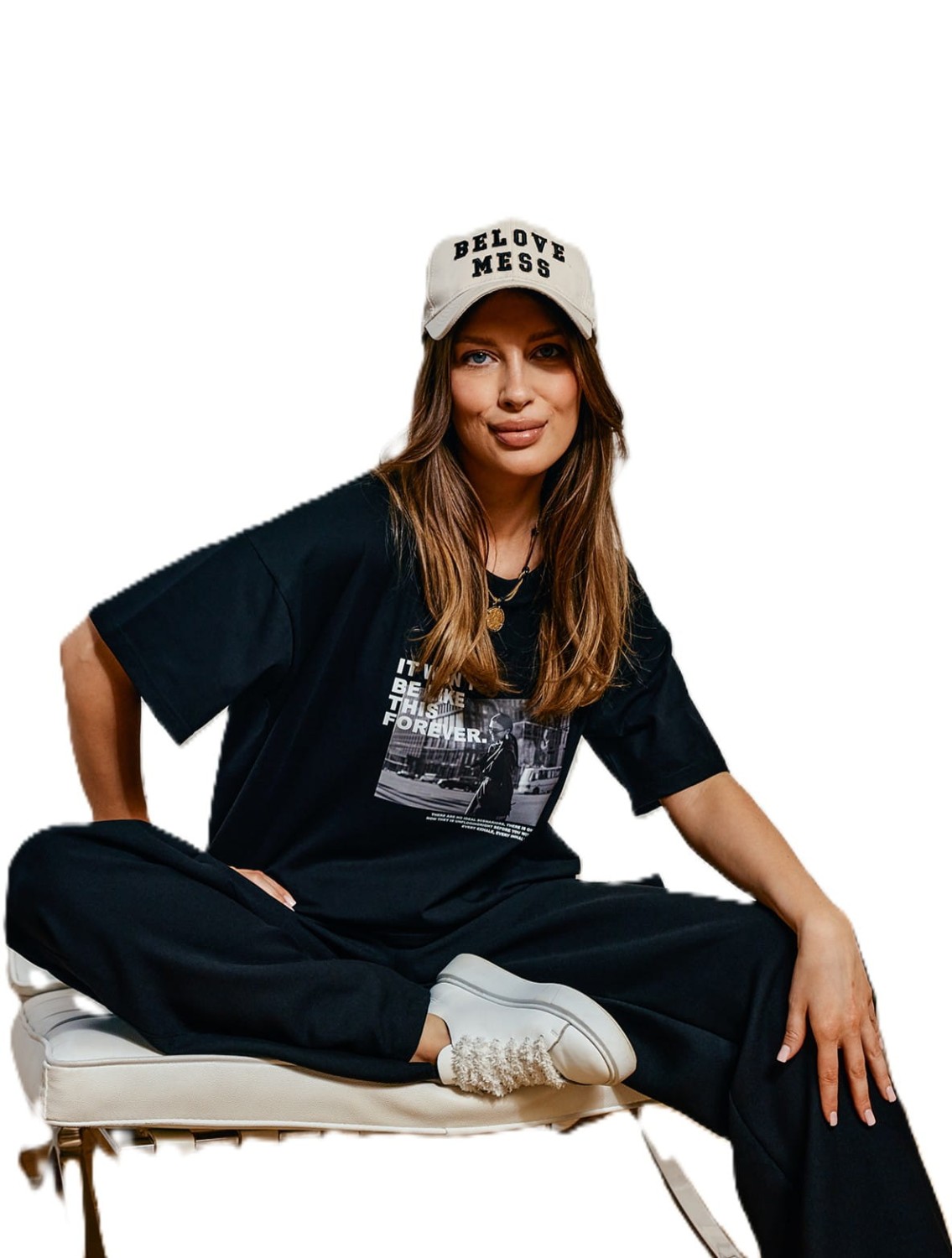 czarny t-shirt damski Bopoco nadruk