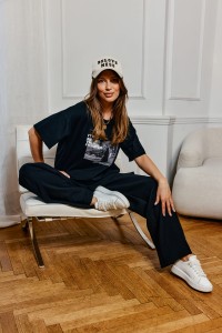 Czarny t-shirt damski Bopoco nadruk  