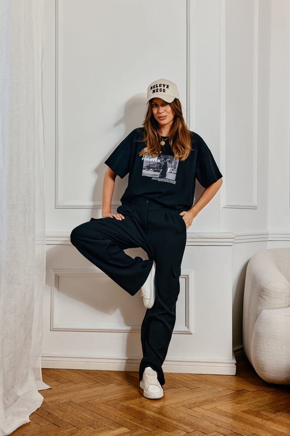 czarny t-shirt damski Bopoco nadruk