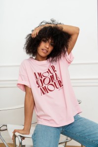 Różowy t-shirt damski Amour Bopoco 