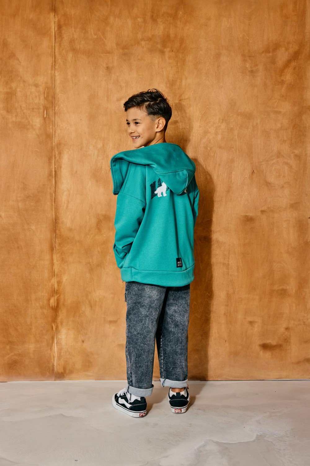 MASHMNIE Bluza dziecięca morska rozpinana kaptur bawełna 95% unisex dziewczynka chłopiec