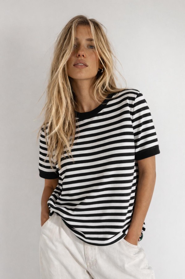 BOPOCO T-SHIRT DAMSKI W PASKI CZARNO-BIAŁE