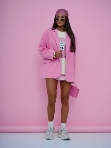 Marynarka damska dresowa oversize różowa Me Gusta  
