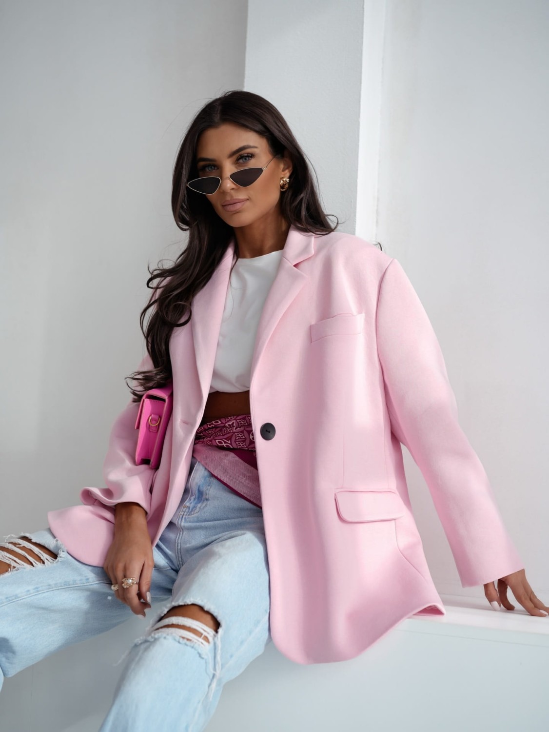 MARYNARKA DAMSKA DRESOWA OVERSIZE RÓŻOWA JASNA ME GUSTA