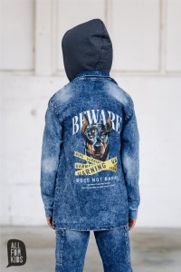 Koszula jeansowa z kapturem pies niebieska All For Kids   