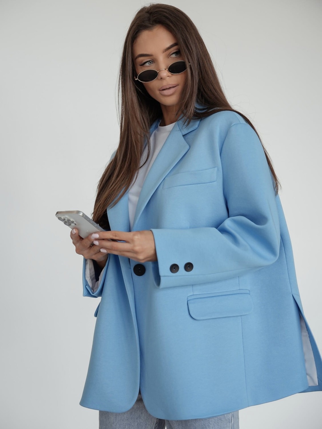 MARYNARKA DAMSKA OVERSIZE DRESOWA NIEBIESKA ME GUSTA
