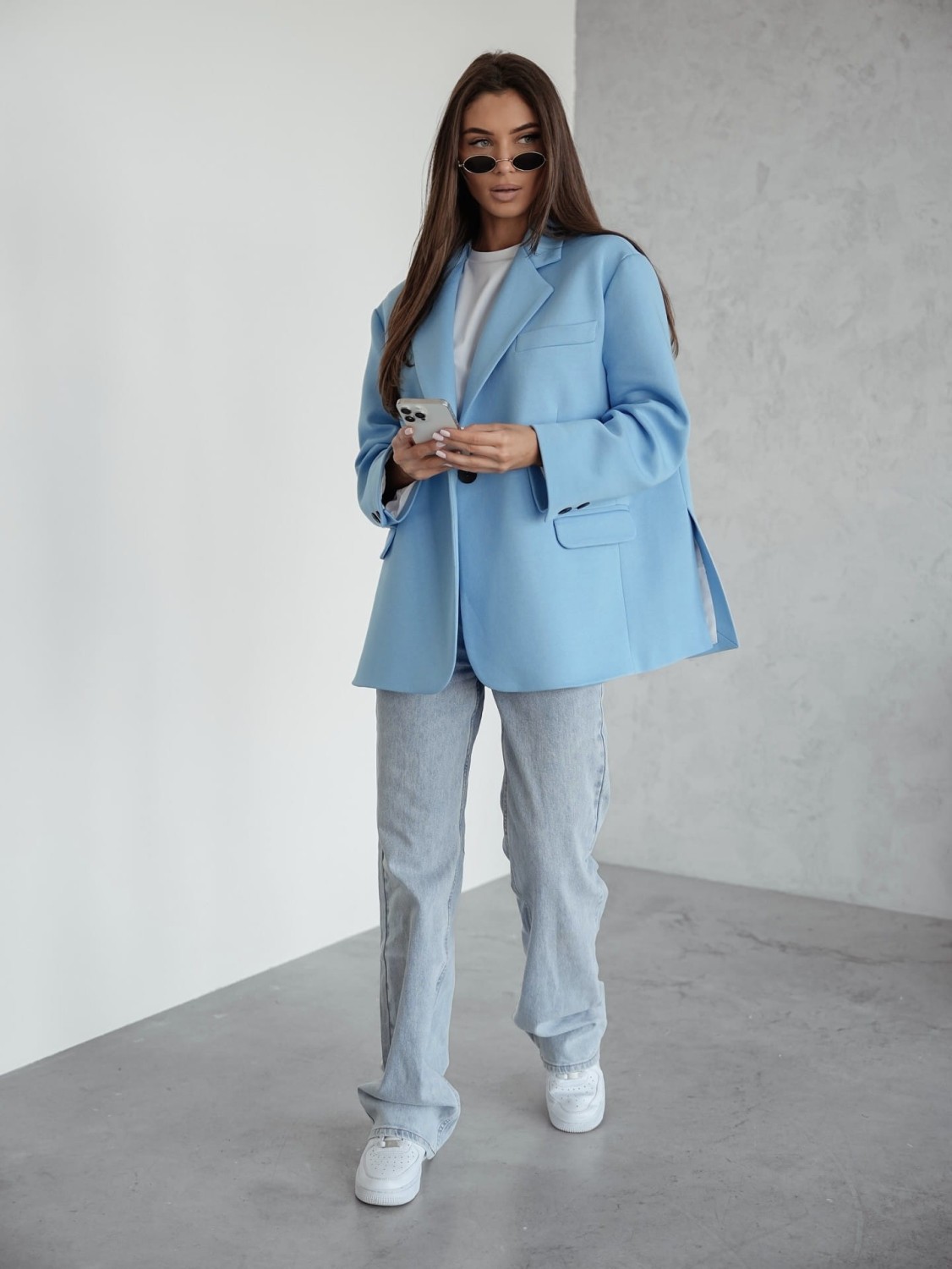MARYNARKA DAMSKA OVERSIZE DRESOWA NIEBIESKA ME GUSTA