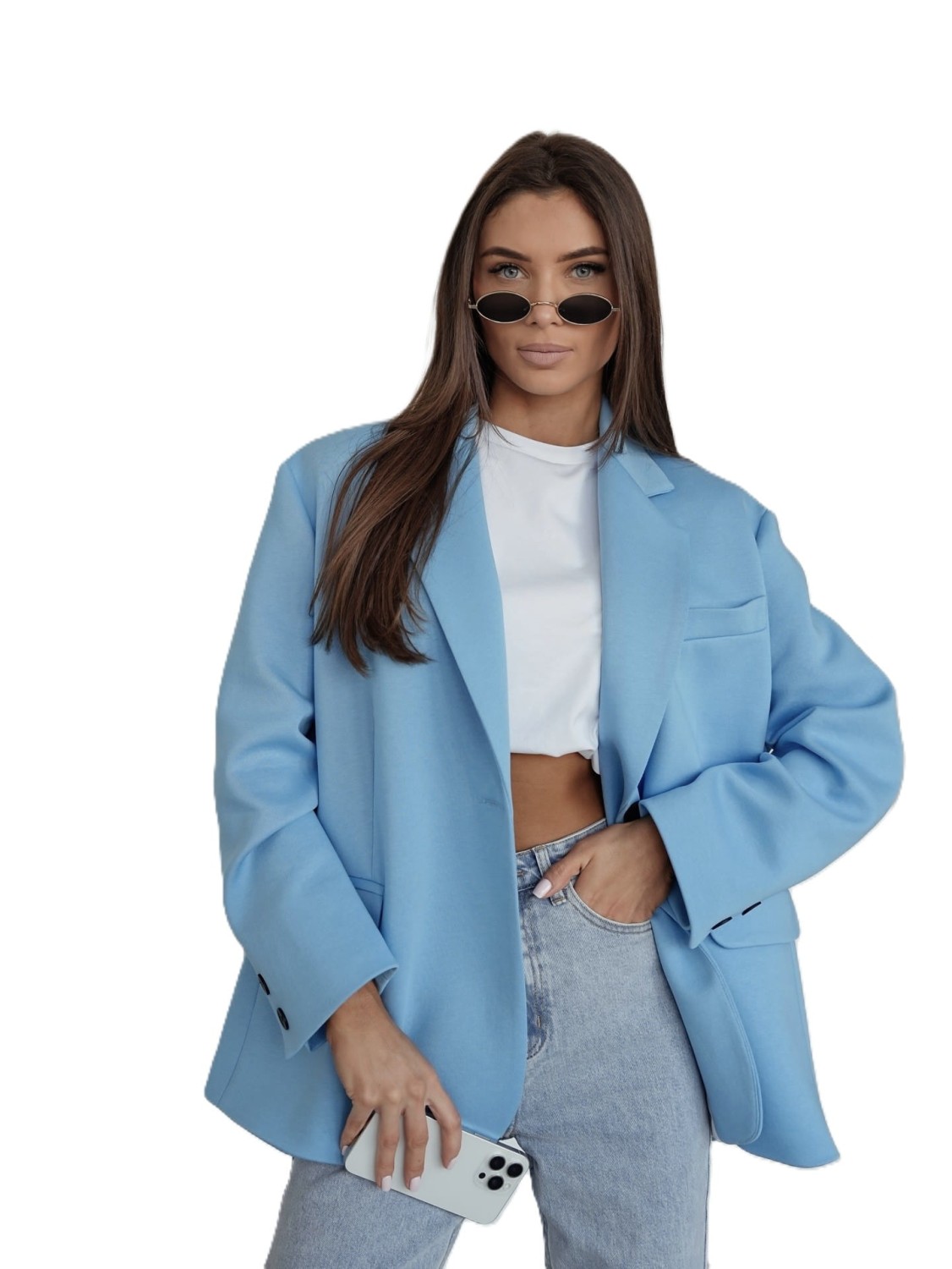 MARYNARKA DAMSKA OVERSIZE DRESOWA NIEBIESKA ME GUSTA