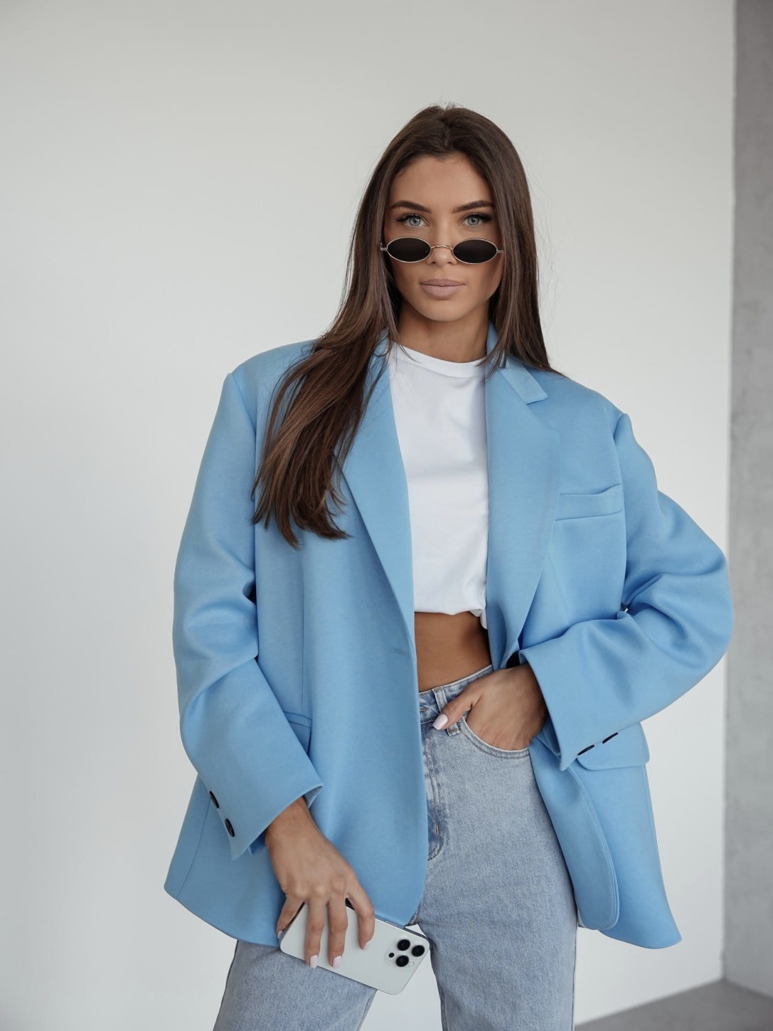 MARYNARKA DAMSKA OVERSIZE DRESOWA NIEBIESKA ME GUSTA