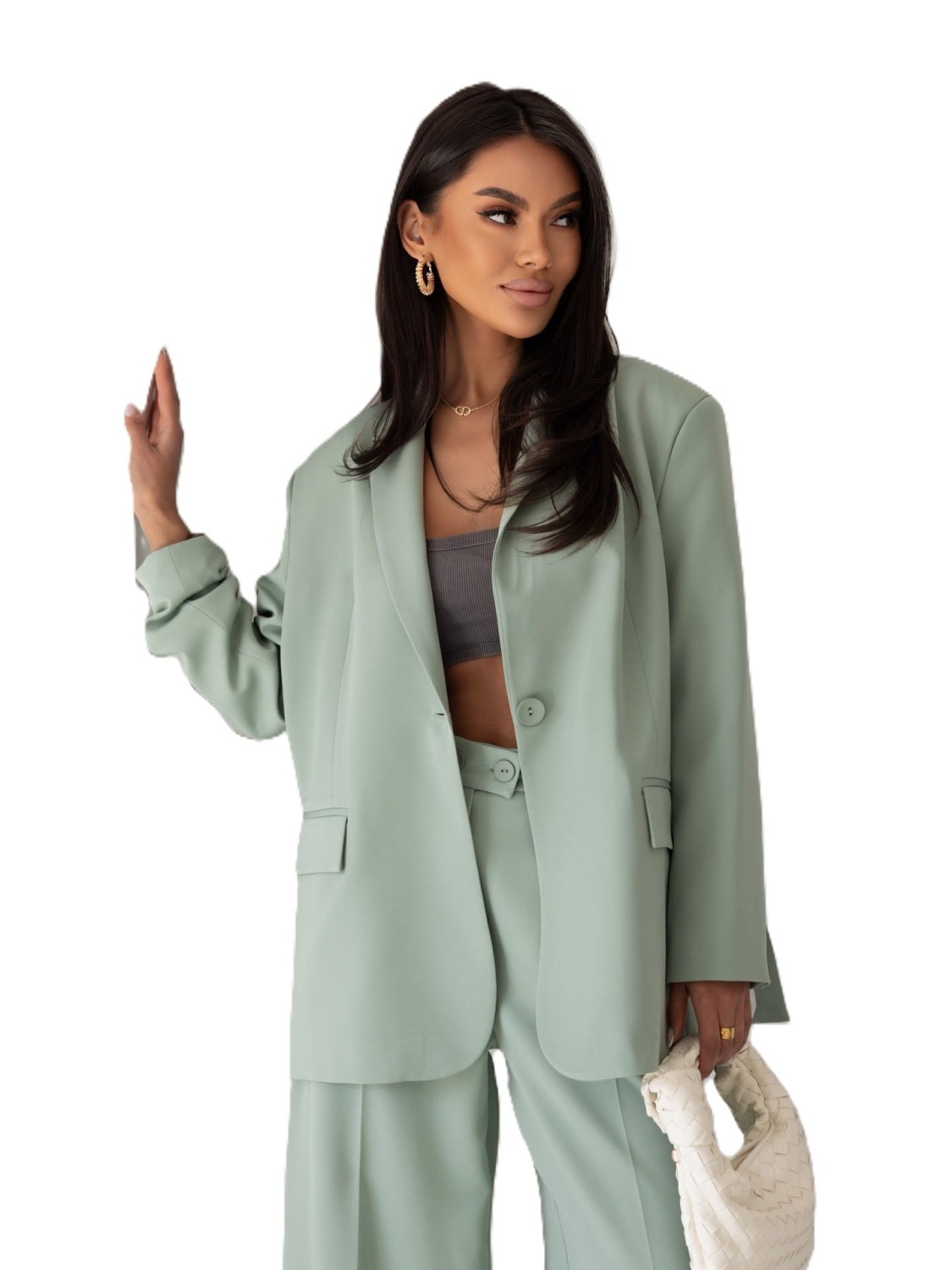 MARYNARKA DAMSKA OVERSIZE ELEGANCKA ZIELONA ME GUSTA