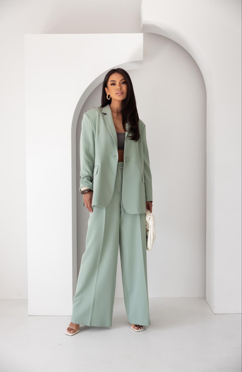 MARYNARKA DAMSKA OVERSIZE ELEGANCKA ZIELONA ME GUSTA
