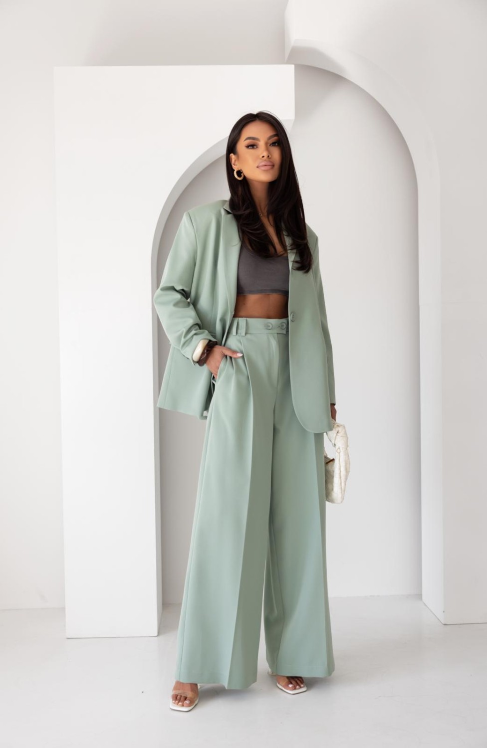 MARYNARKA DAMSKA OVERSIZE ELEGANCKA ZIELONA ME GUSTA