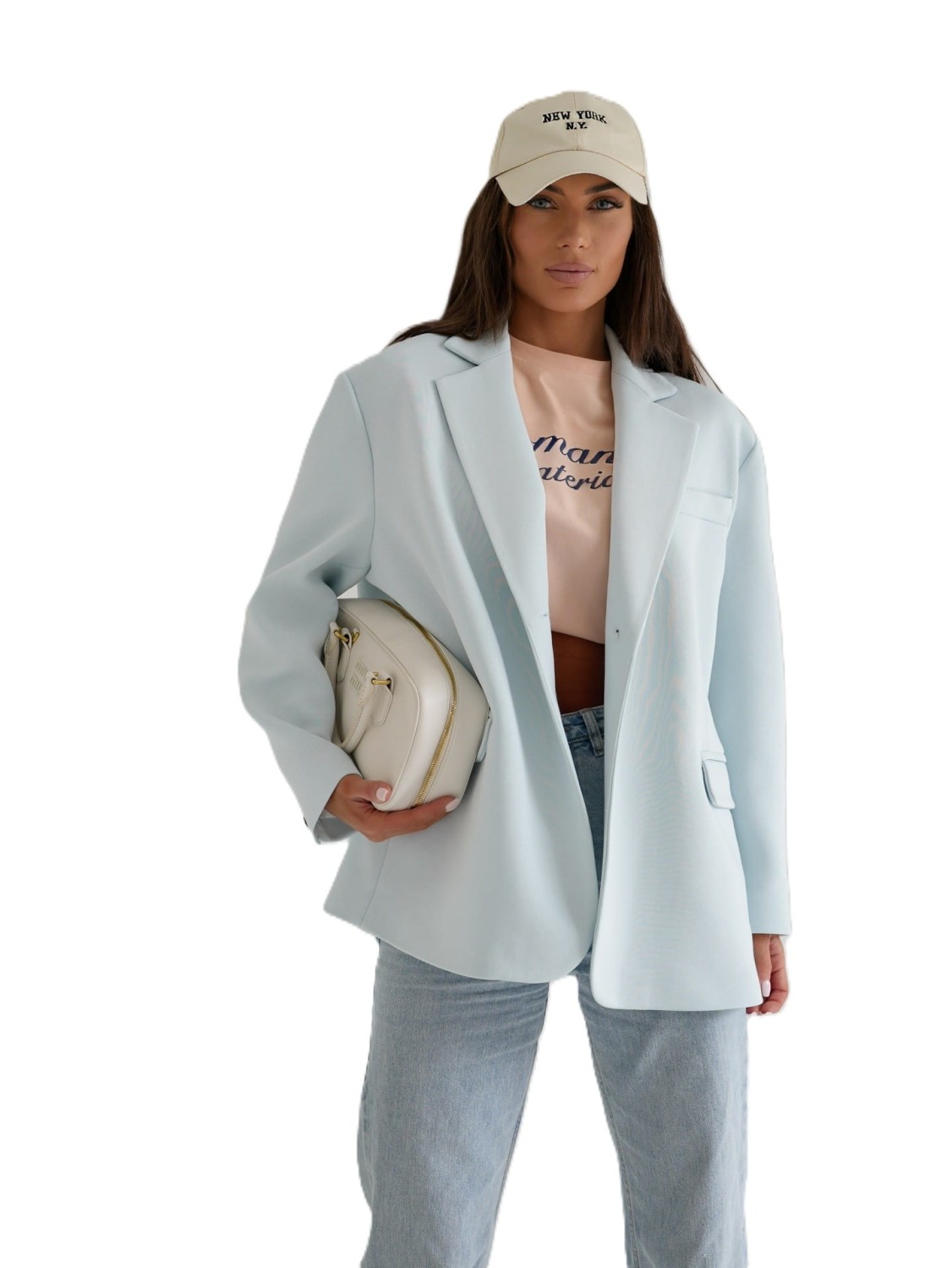 MARYNARKA DAMSKA OVERSIZE DRESOWA NIEBIESKA JASNA ME GUSTA