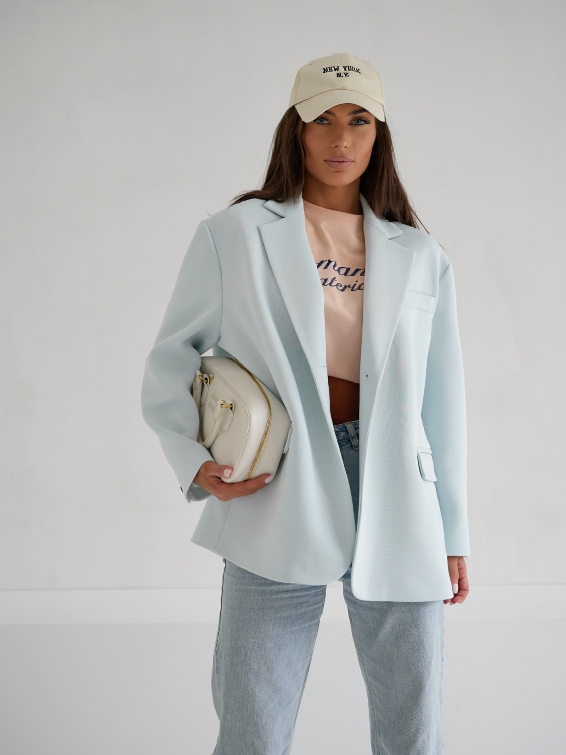 MARYNARKA DAMSKA OVERSIZE DRESOWA NIEBIESKA JASNA ME GUSTA