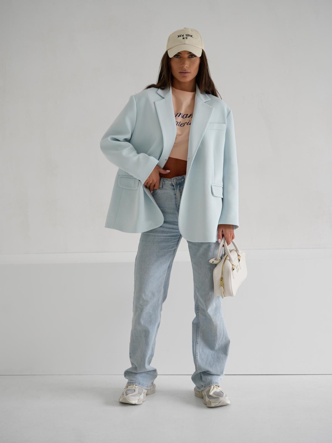 MARYNARKA DAMSKA OVERSIZE DRESOWA NIEBIESKA JASNA ME GUSTA