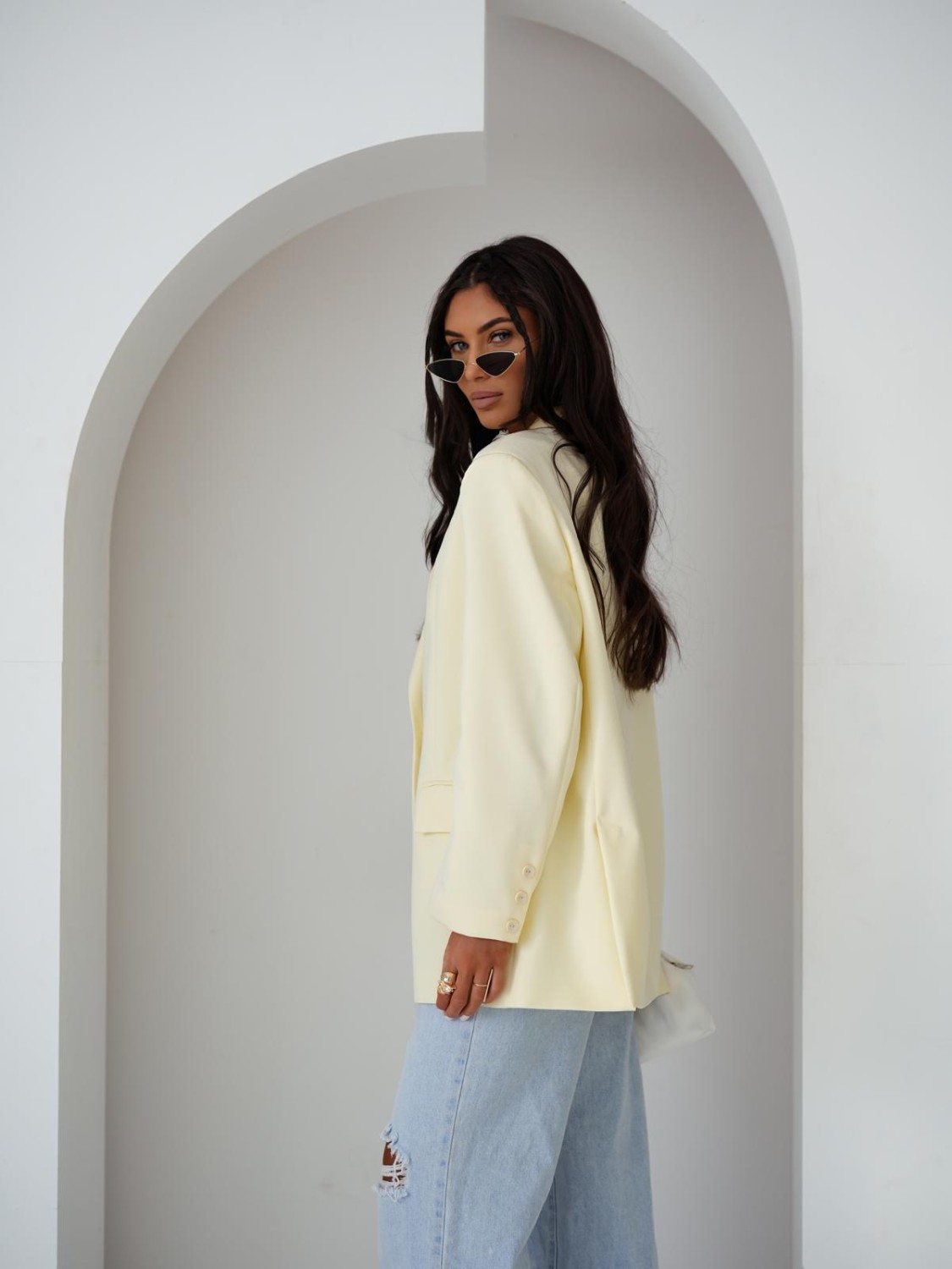 MARYNARKA DAMSKA OVERSIZE ELEGANCKA ŻÓŁTA ME GUSTA