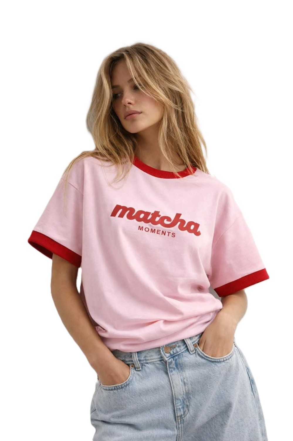 BOPOCO T-SHIRT DAMSKI RÓŻOWY CZERWONY Z NADRUKIEM MODNA KOSZULKA BAWEŁNIANA