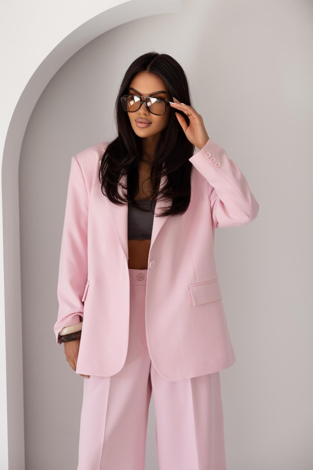 ME GUSTA MARYNARKA DAMSKA OVERSIZE RÓŻOWA ELEGANCKA