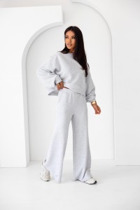 Dres damski komplet szerokie spodnie i bluza szary Me Gusta 