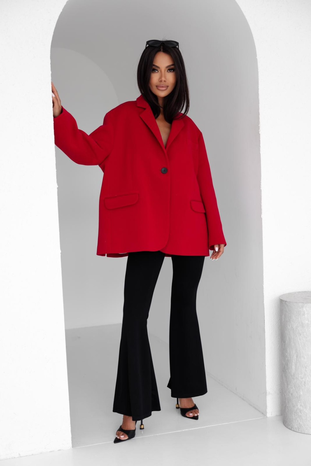 MARYNARKA DAMSKA DRESOWA OVERSIZE CZERWONA ME GUSTA