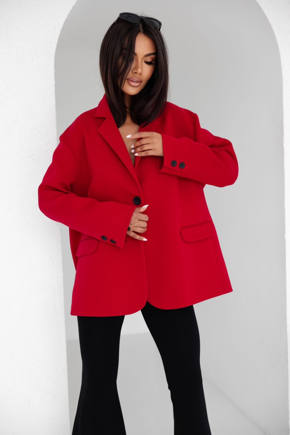 MARYNARKA DAMSKA DRESOWA OVERSIZE CZERWONA ME GUSTA