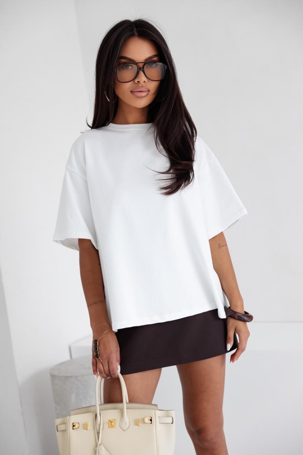 T-SHIRT DAMSKI OVERSIZE BASIC BIAŁY ME GUSTA