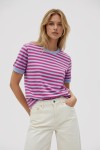 T-shirt damski w paski fioletowy fuksja Bopoco