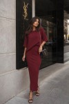 Bordowy komplet damski długa spódnica i bluzka Lola Fashion