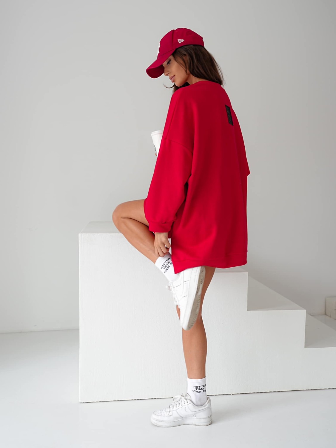 bluza damska oversize czerwona mucha me gusta
