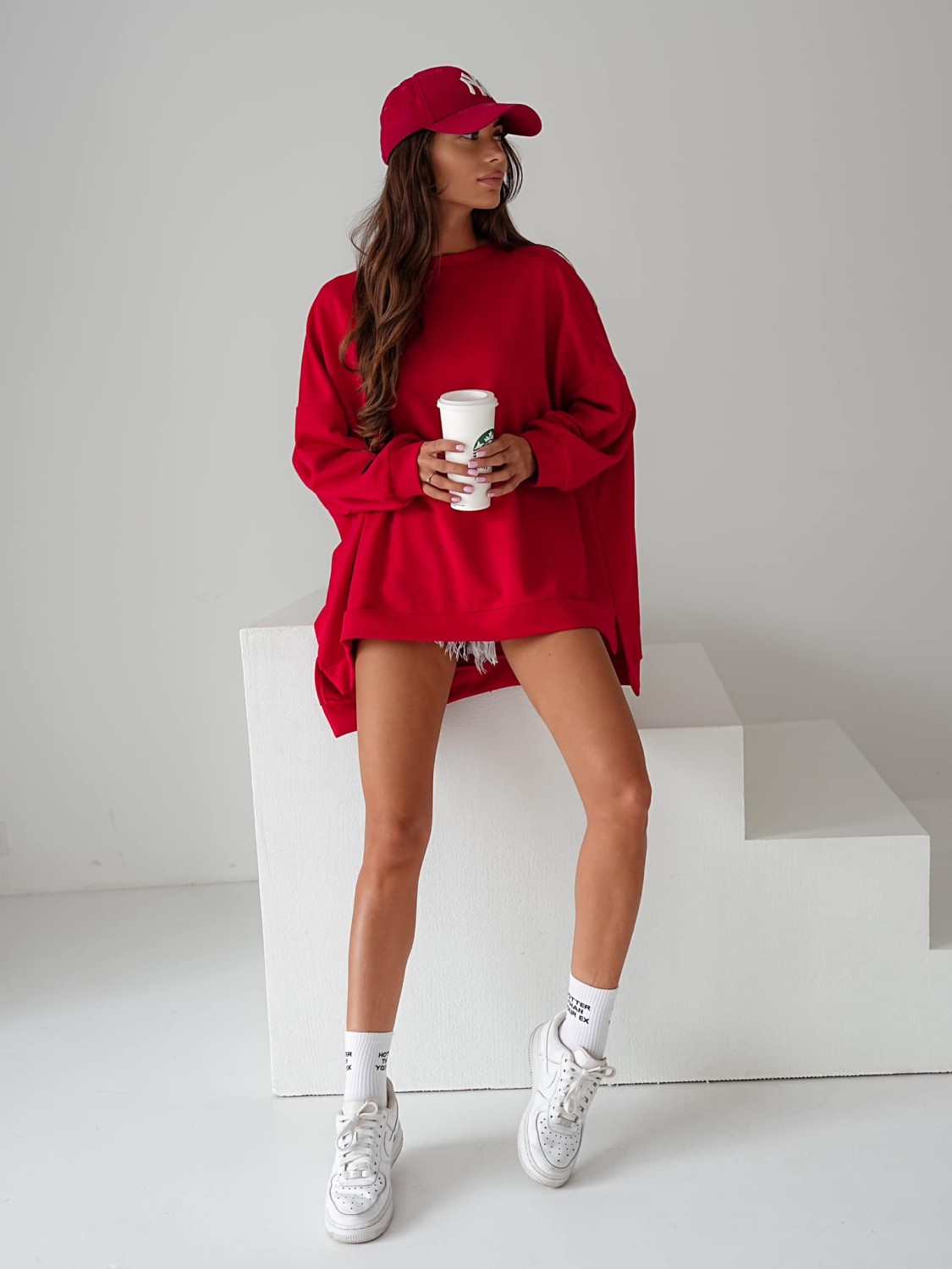 bluza damska oversize czerwona mucha me gusta