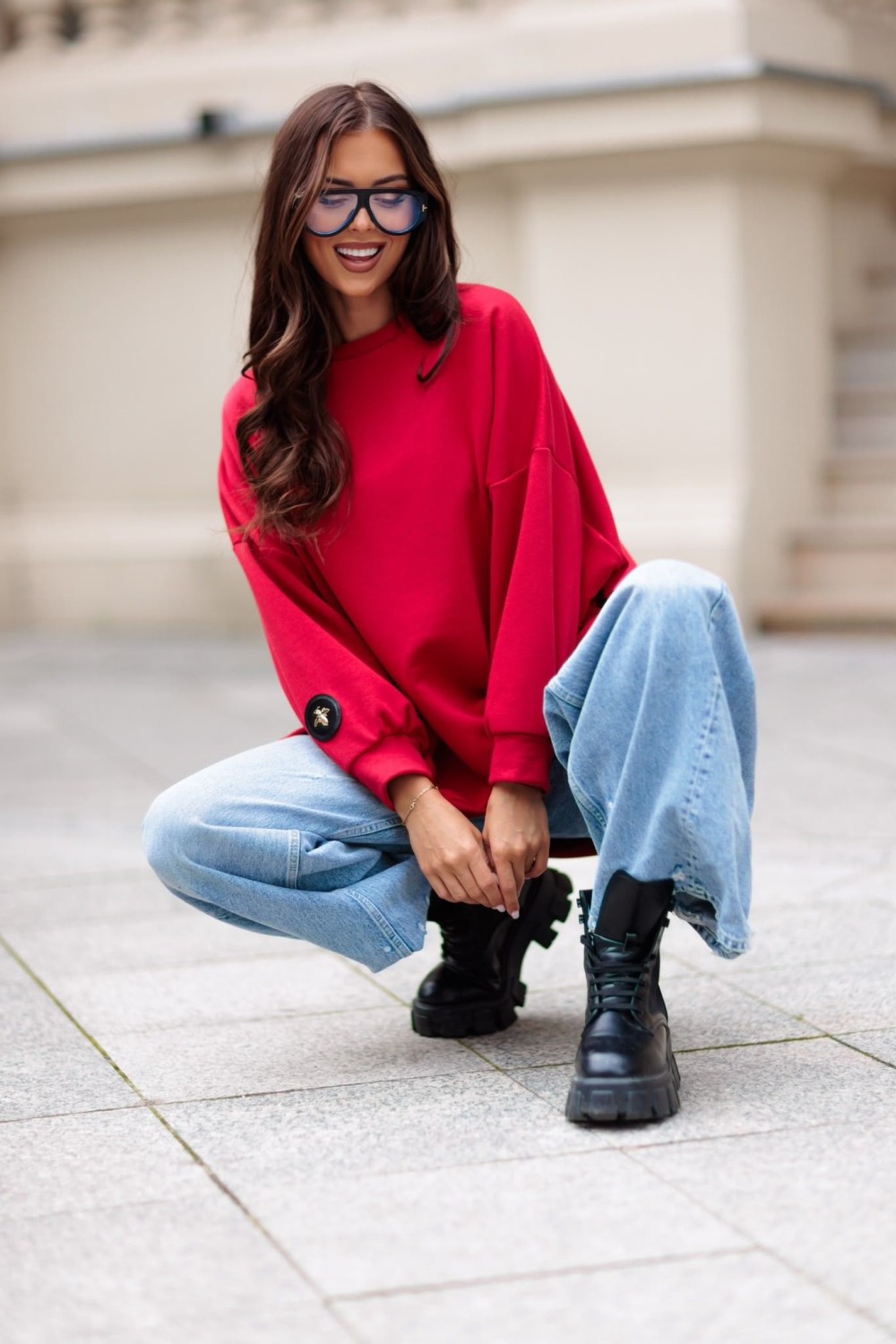 bluza damska oversize czerwona mucha me gusta