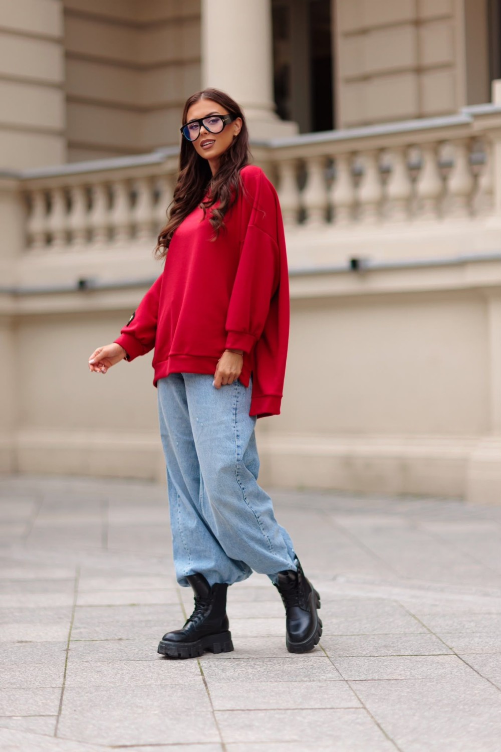 bluza damska oversize czerwona mucha me gusta