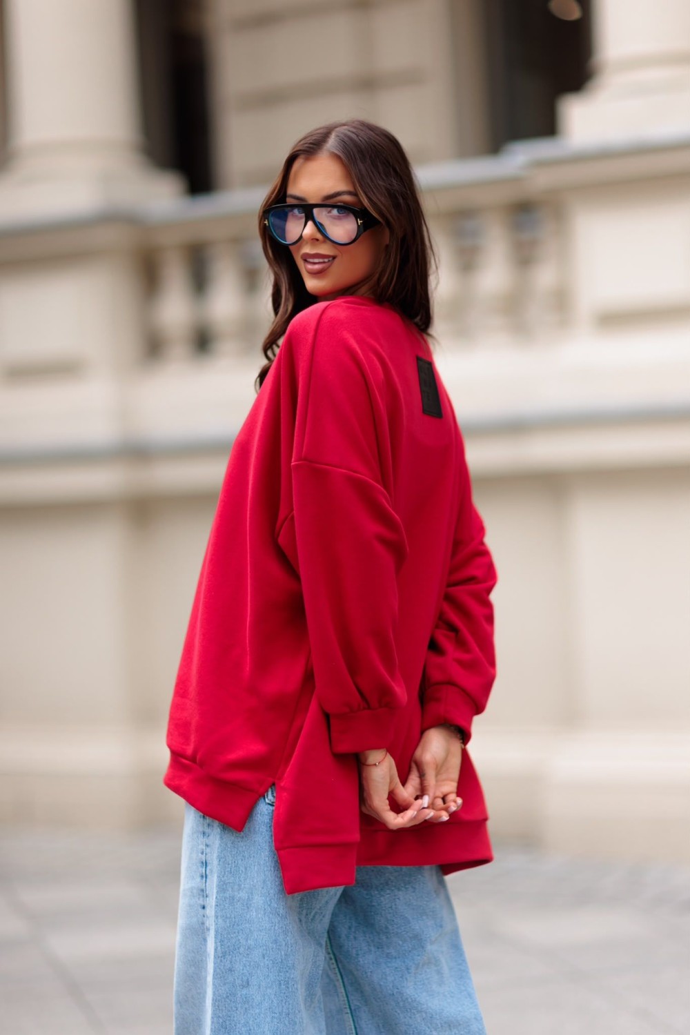 bluza damska oversize czerwona mucha me gusta