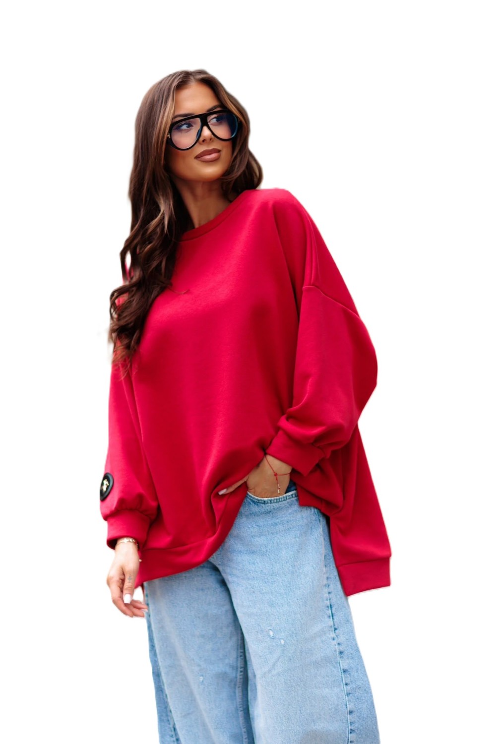 bluza damska oversize czerwona mucha me gusta