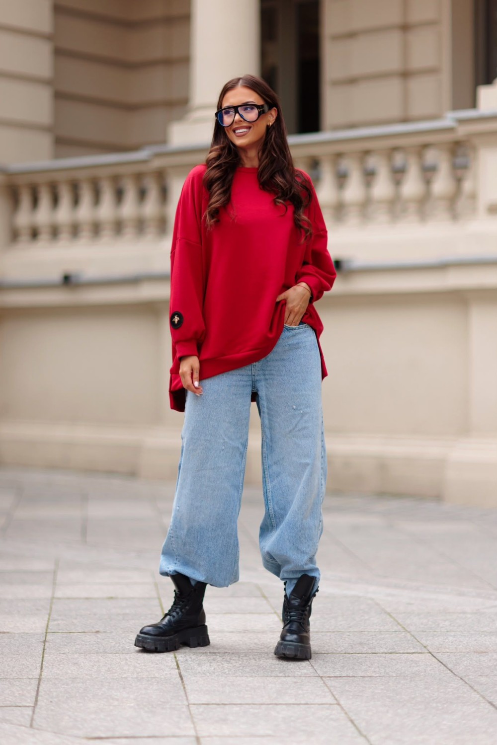 bluza damska oversize czerwona mucha me gusta