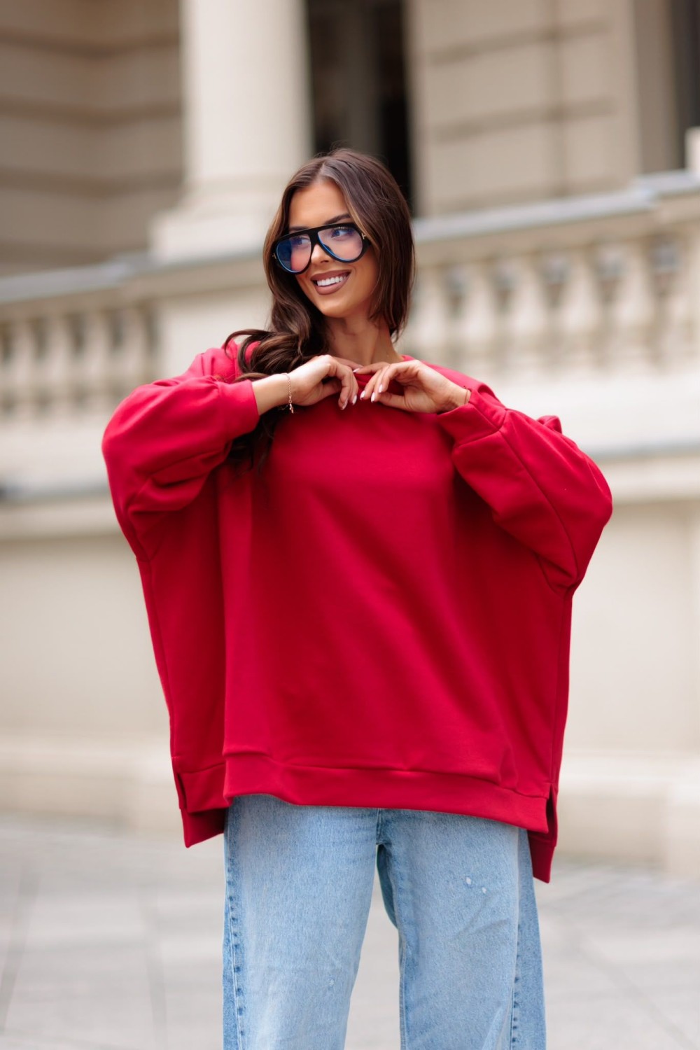 bluza damska oversize czerwona mucha me gusta