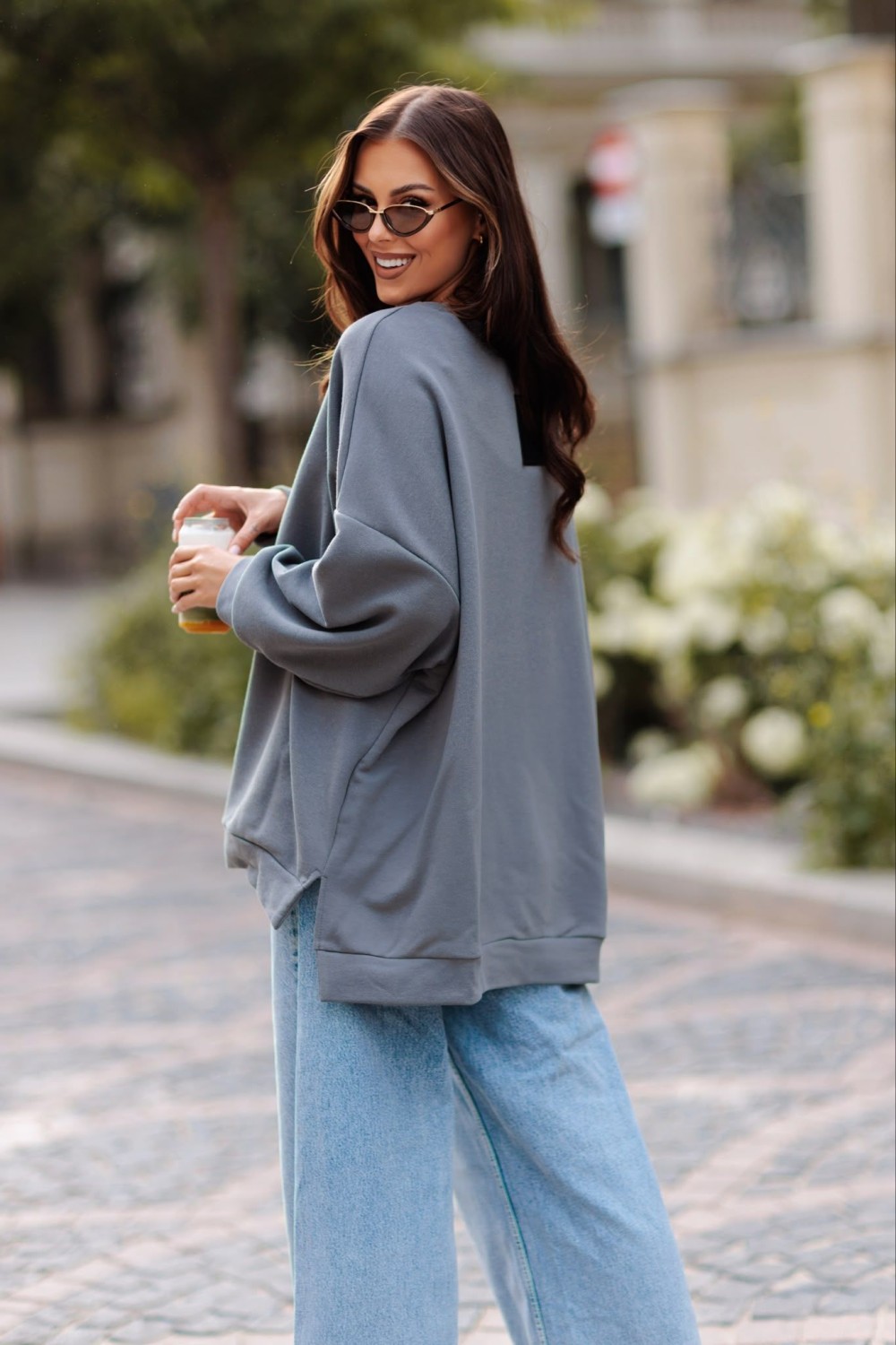 Bluza damska oversize grafitowa mucha Me Gusta