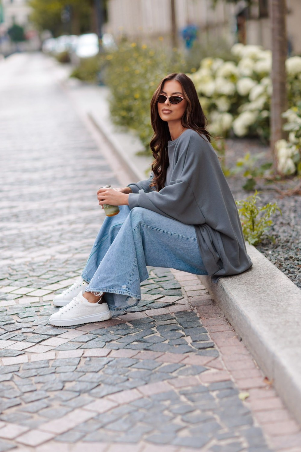 Bluza damska oversize grafitowa mucha Me Gusta