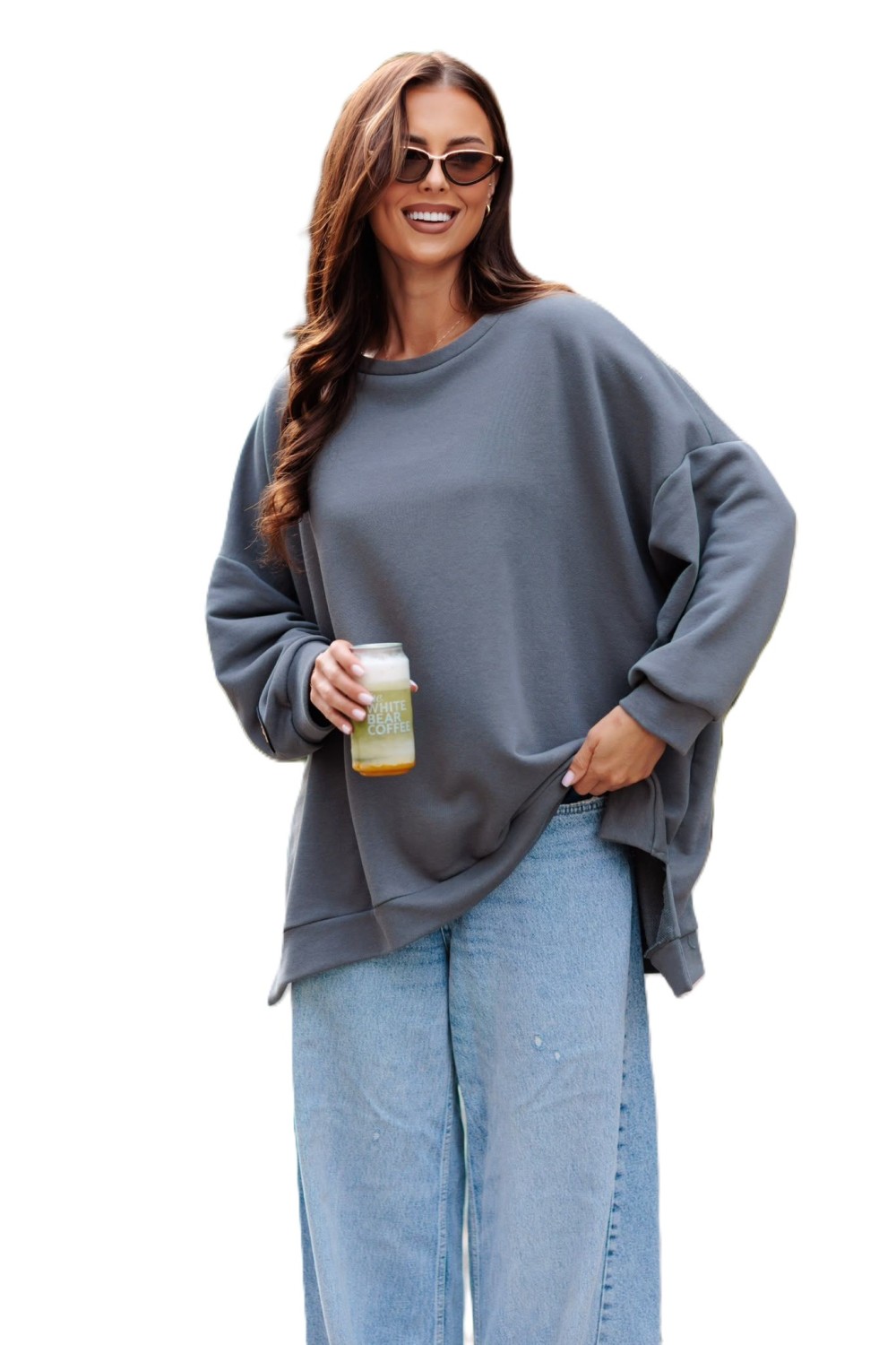 Bluza damska oversize grafitowa mucha Me Gusta