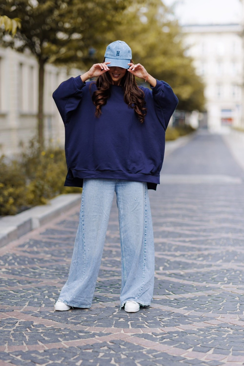 bluza damska oversize granatowa mucha me gusta
