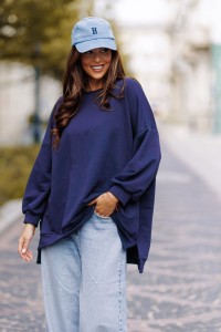 Bluza damska oversize granatowa mucha Me Gusta   