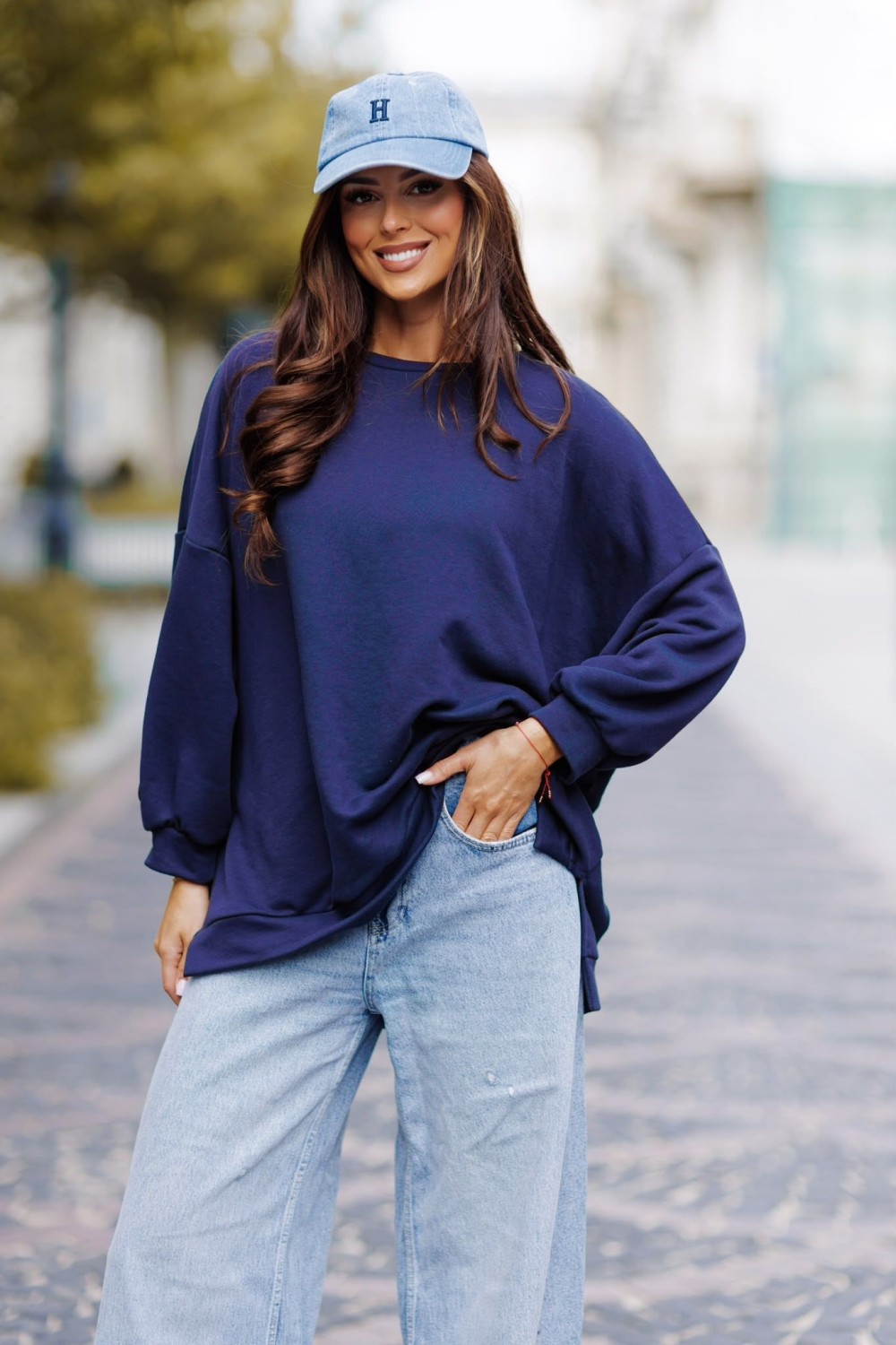 bluza damska oversize granatowa mucha me gusta