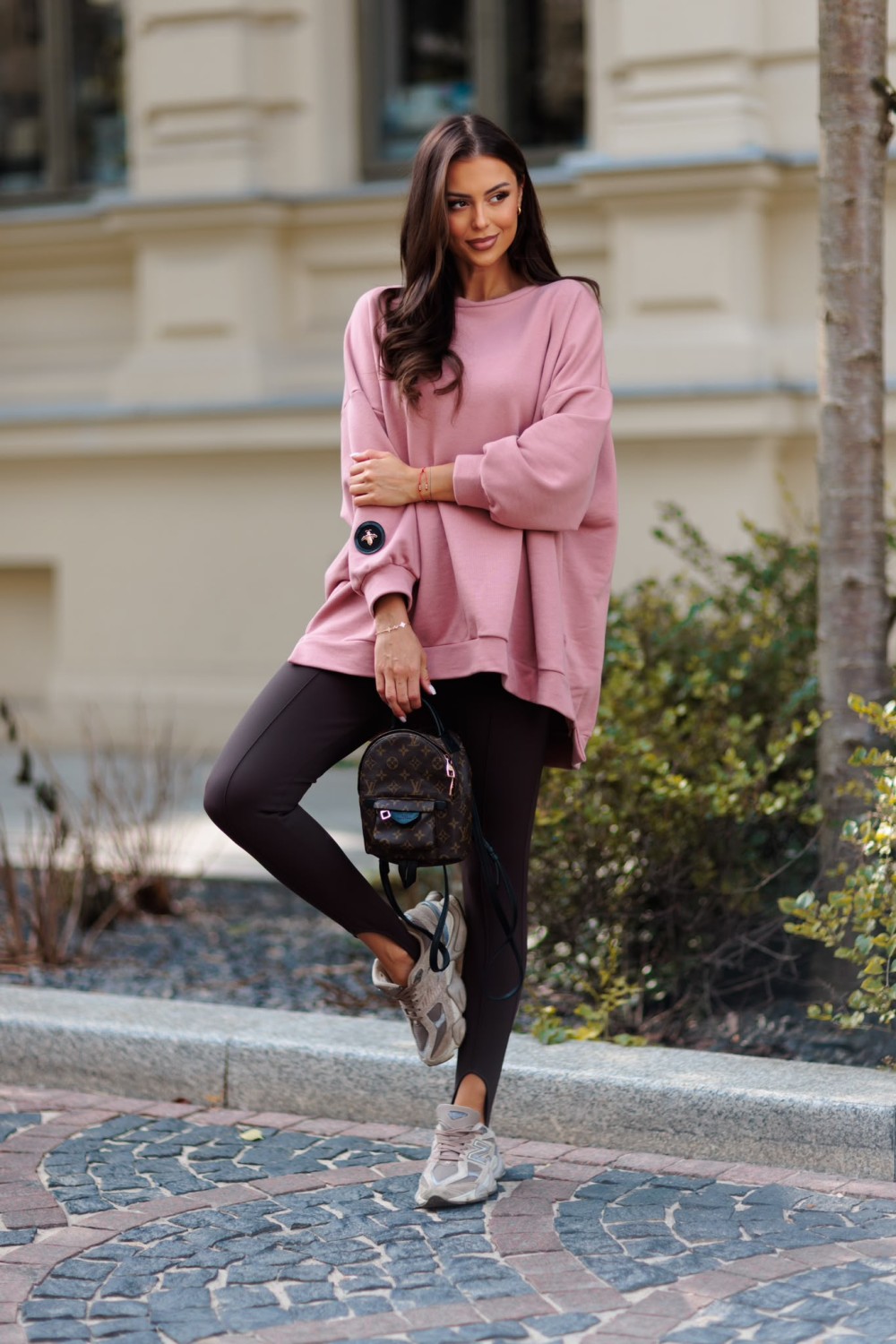 bluza damska oversize mucha brudny róż me gusta