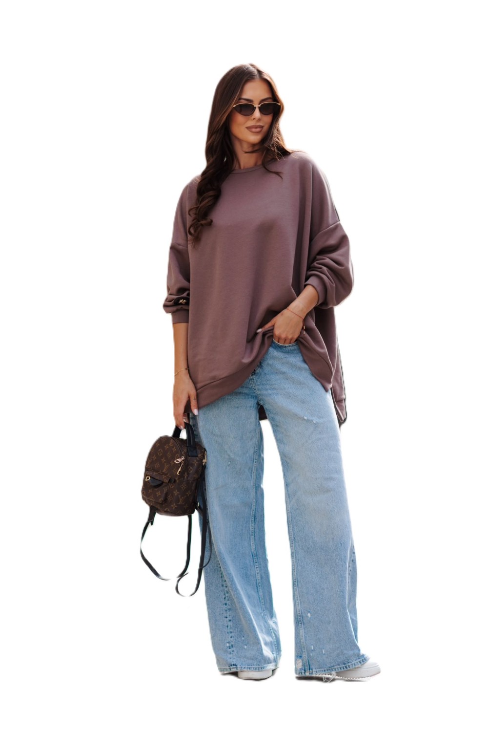 Me Gusta Bluza Damska Oversize Mucha Brązowa Jasna